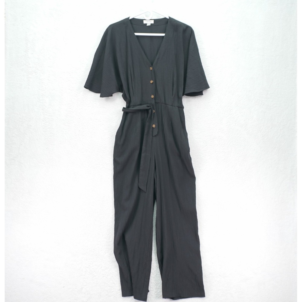 Calvin Klein -Size 6-‎ Women's Black Utility Jumpsuit Short Sleeve Belted